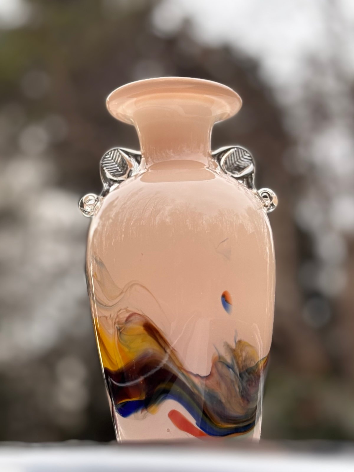 Vintage Pink Dalian 60s Glass Vase