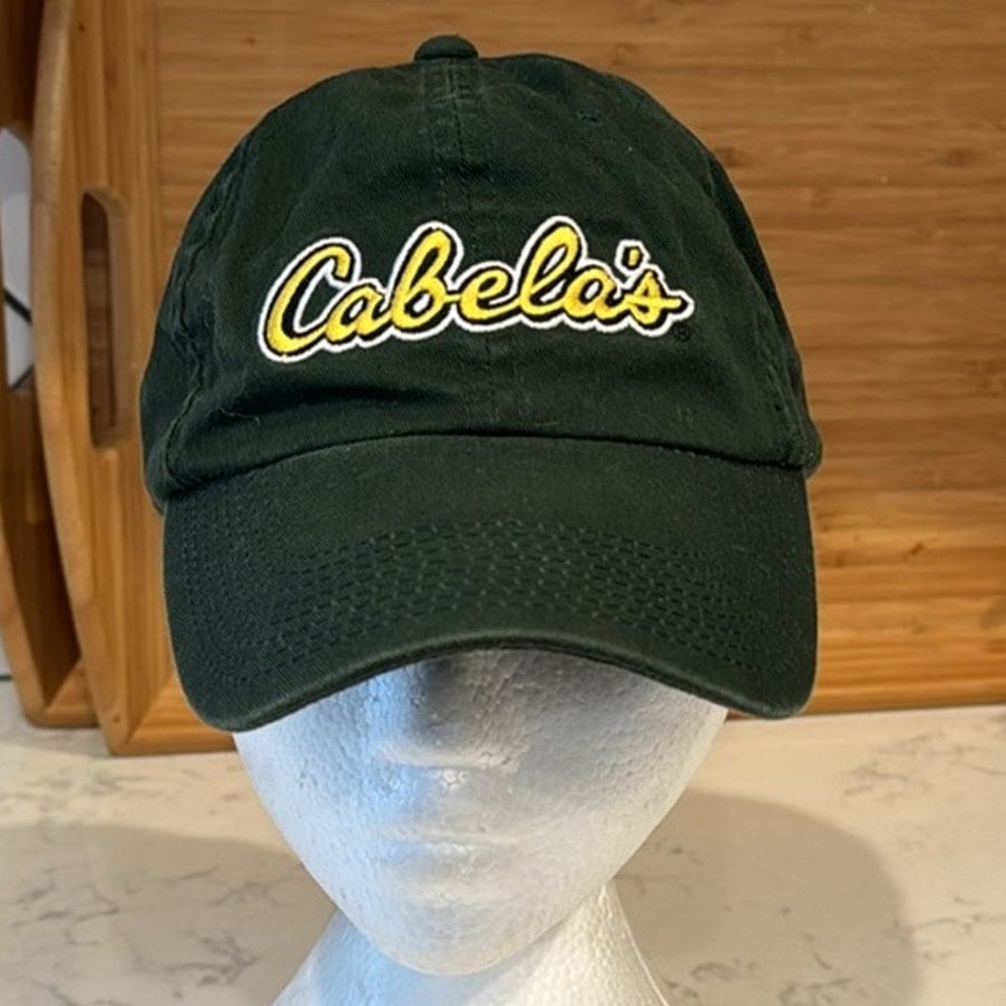 CABELA'S Hunter Green Baseball Cap Six Panel Hat Style With Brim Adjustable Back