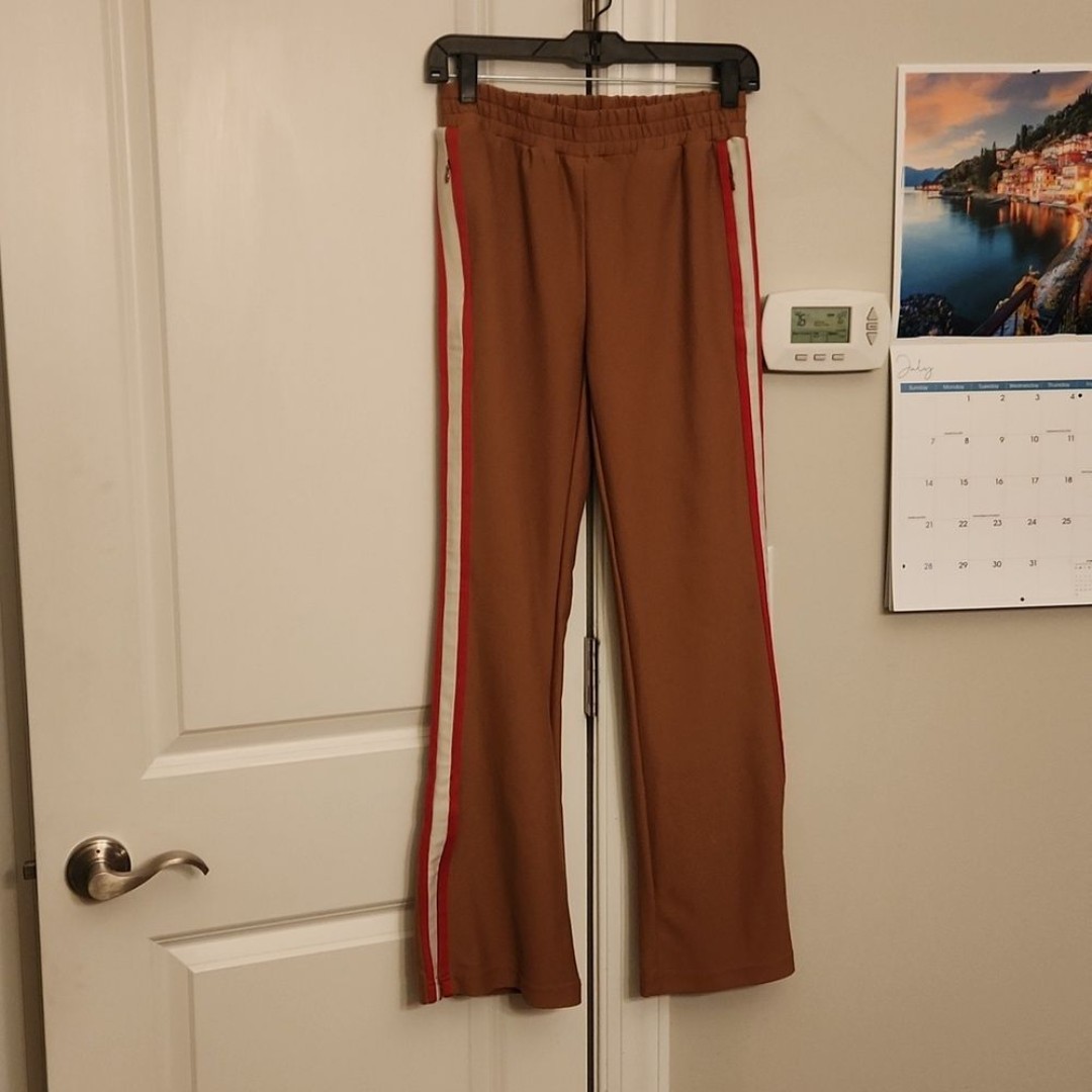 Maeve by Anthropologie Tan Pants w/ Red & White Stripes Ankle Zippers Size XS