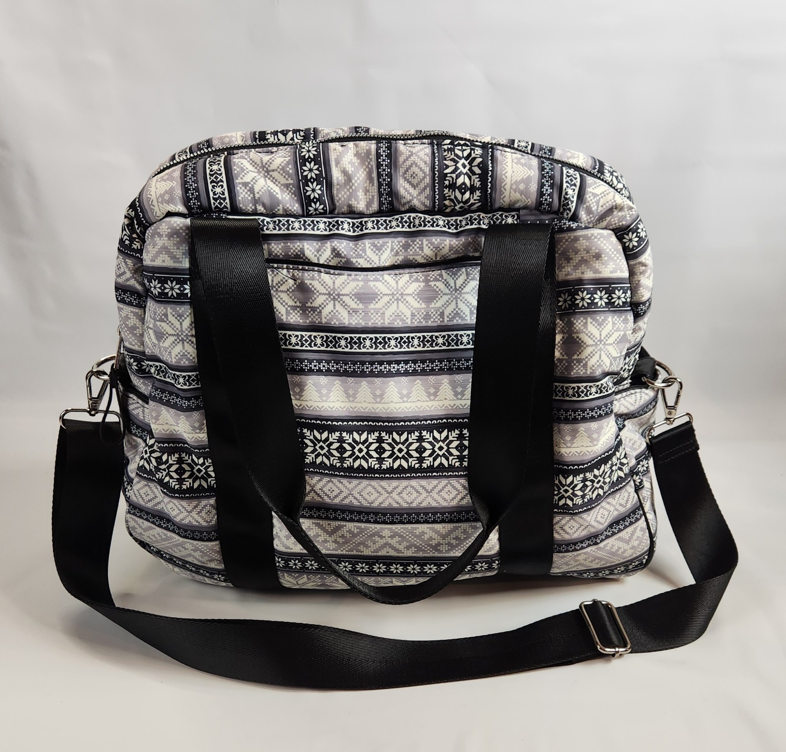 ISAAC MIZRAHI Fairisle Duffel With Detachable Strap