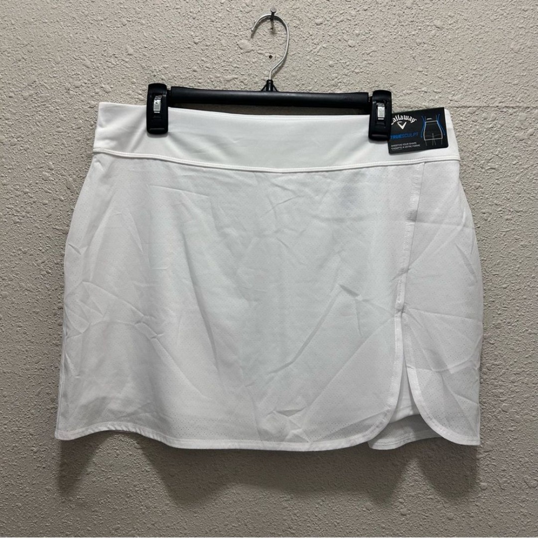 Callaway TrueSculpt Perforated Athletic Golf Skort NWT Brilliant White Large