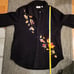 quacker factory womens black orange leaves sparkle button up sweater sz S