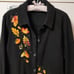 quacker factory womens black orange leaves sparkle button up sweater sz S