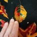 quacker factory womens black orange leaves sparkle button up sweater sz S