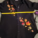 quacker factory womens black orange leaves sparkle button up sweater sz S