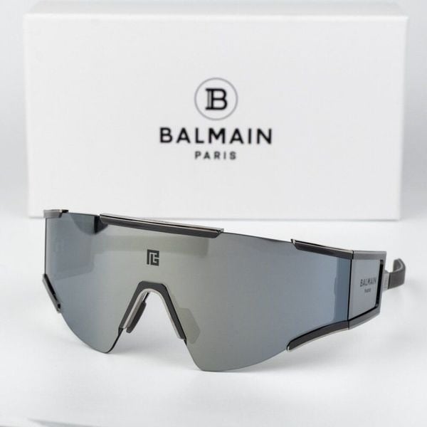 Balmain Women Sunglasses Titanium Black Grey Mirror Mask FLECHE BPS-138E-141