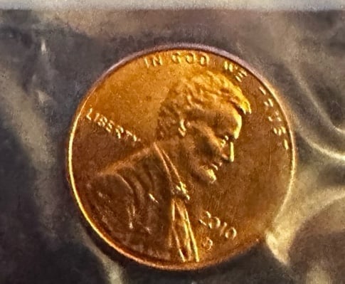 2010 M65 Lincoln Cent Delamination error coin