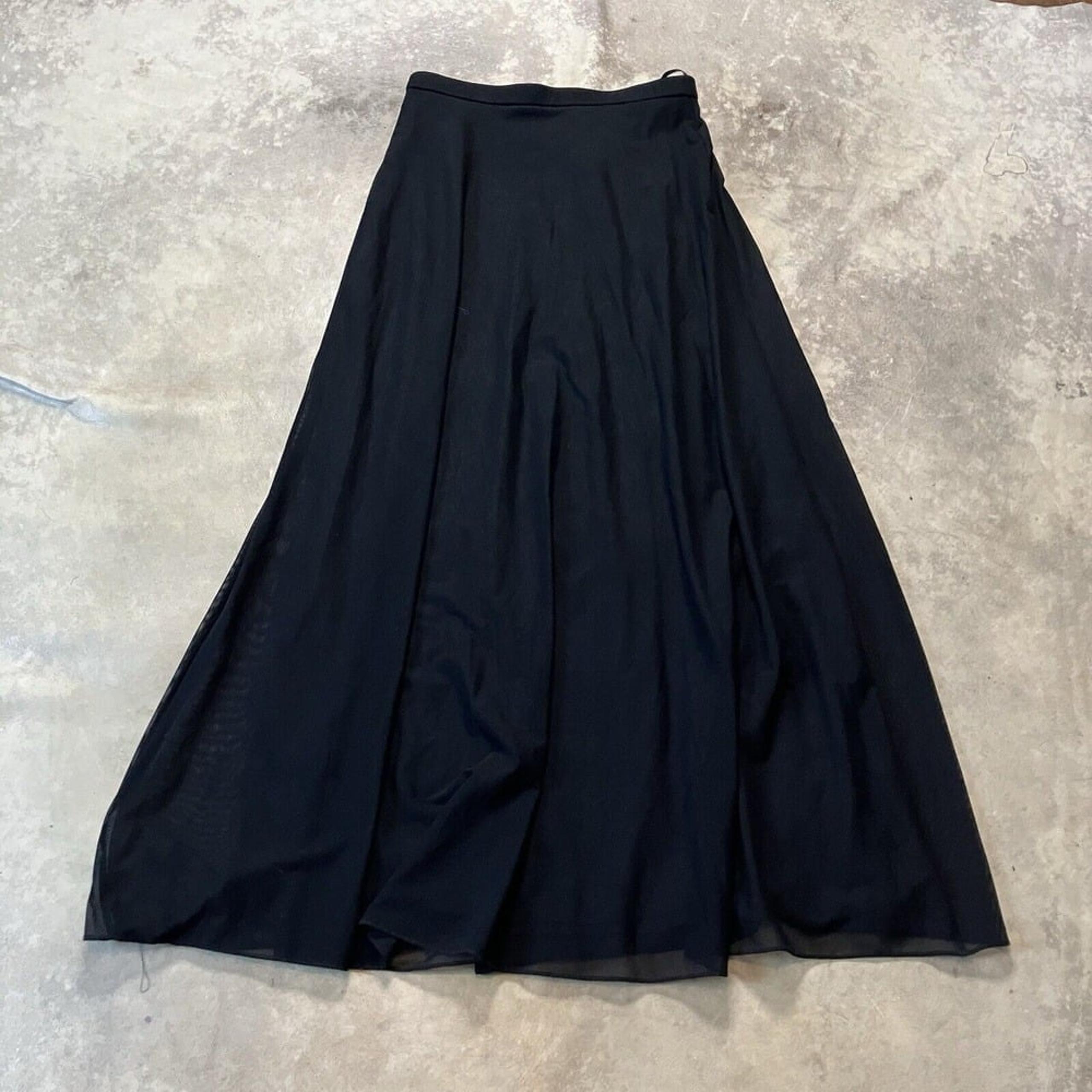 Tadashi Shoji Skirt Womens 14 Black Maxi Vintage Lined Mesh Overlay USA
