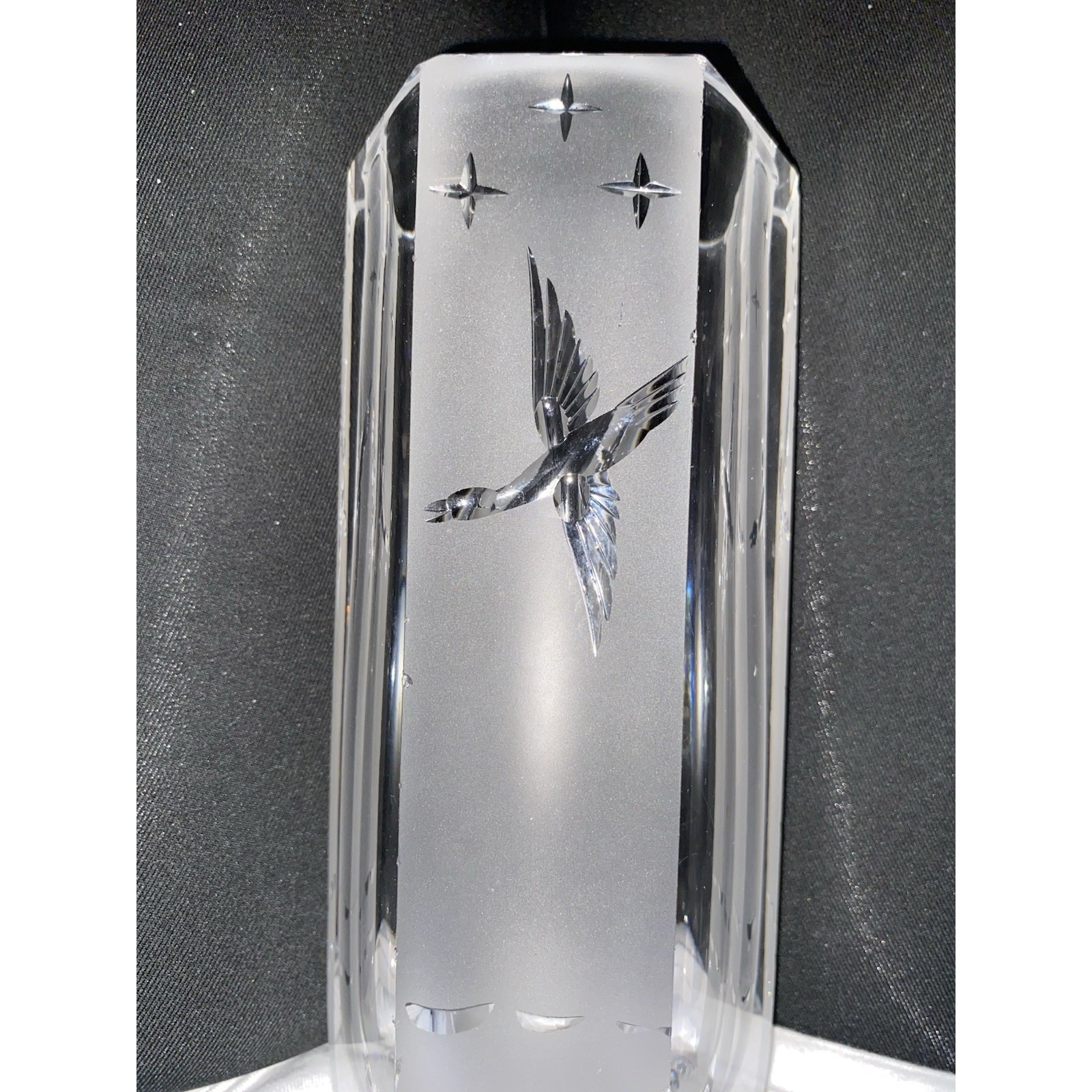 Strömbergshyttan BODA Crystal Vase Sweden Signed Thick Glass Large Vase VTG