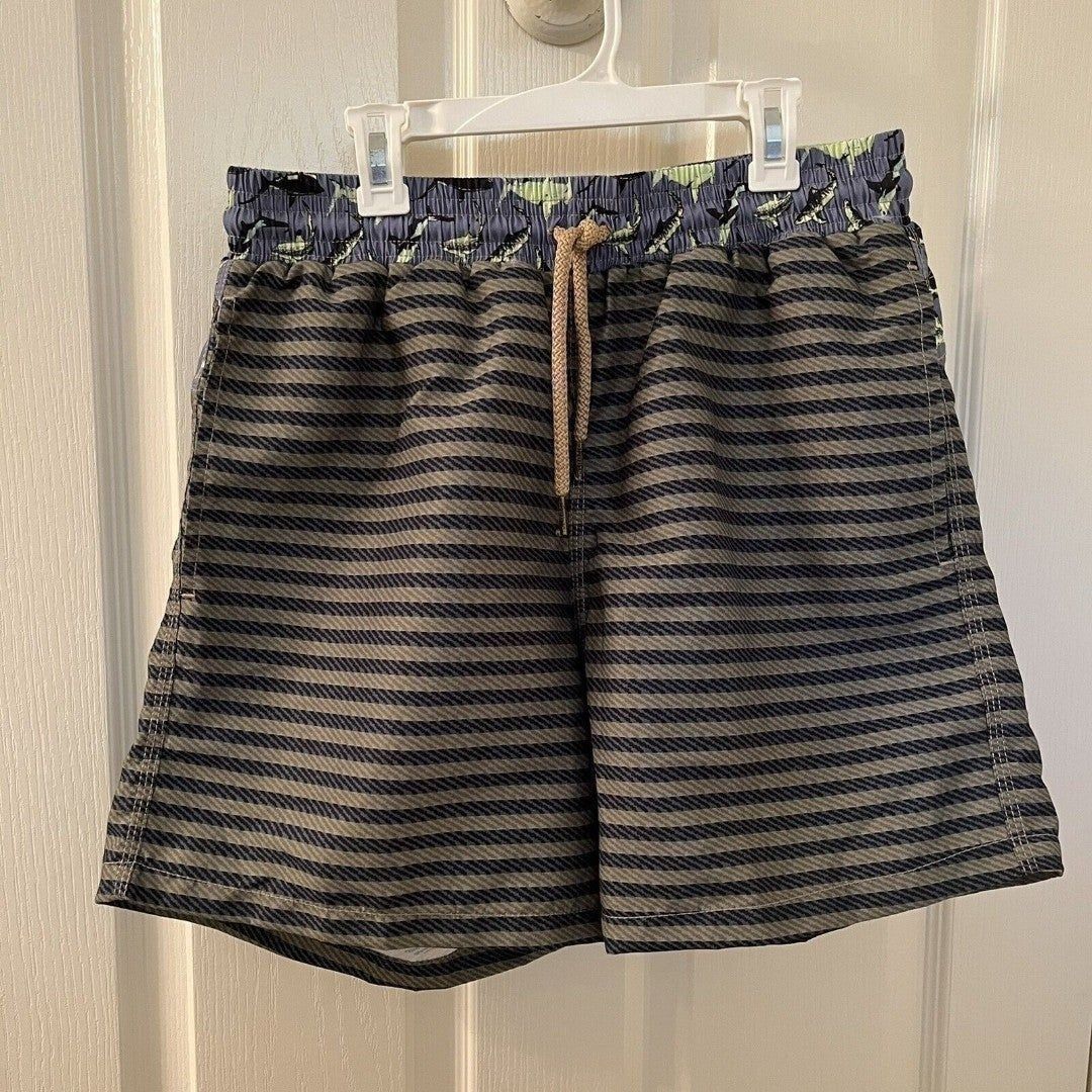 Maaji Striped Shark Swim Trunks Shorts 5 Inseam Men's Size Large
