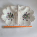 Vintage KPM Germany scalloped divided dish w. handle floral purple green gold