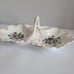 Vintage KPM Germany scalloped divided dish w. handle floral purple green gold