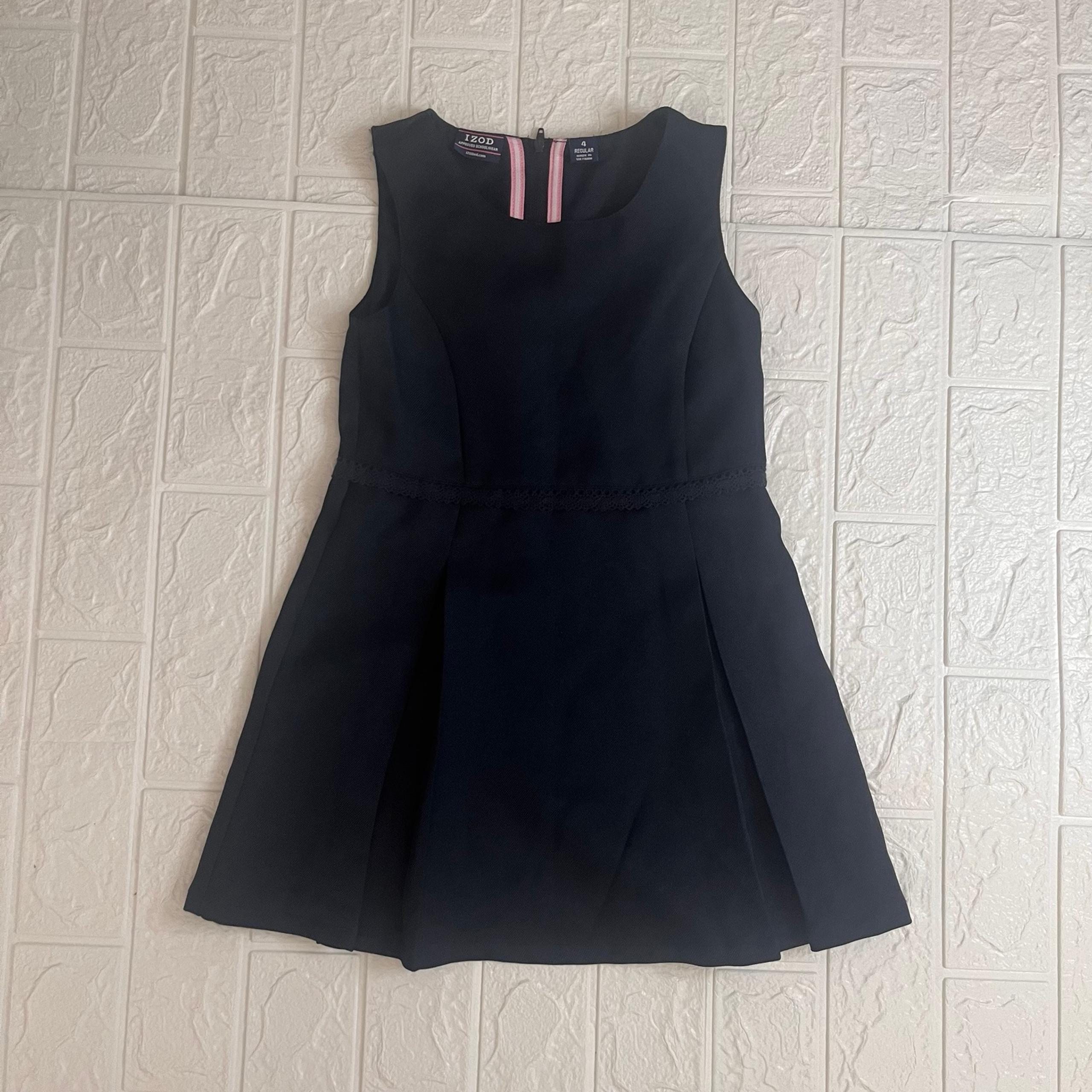 Girls Izod Navy Blue School Uniform Dress w/ Pleated Skirt Size 4