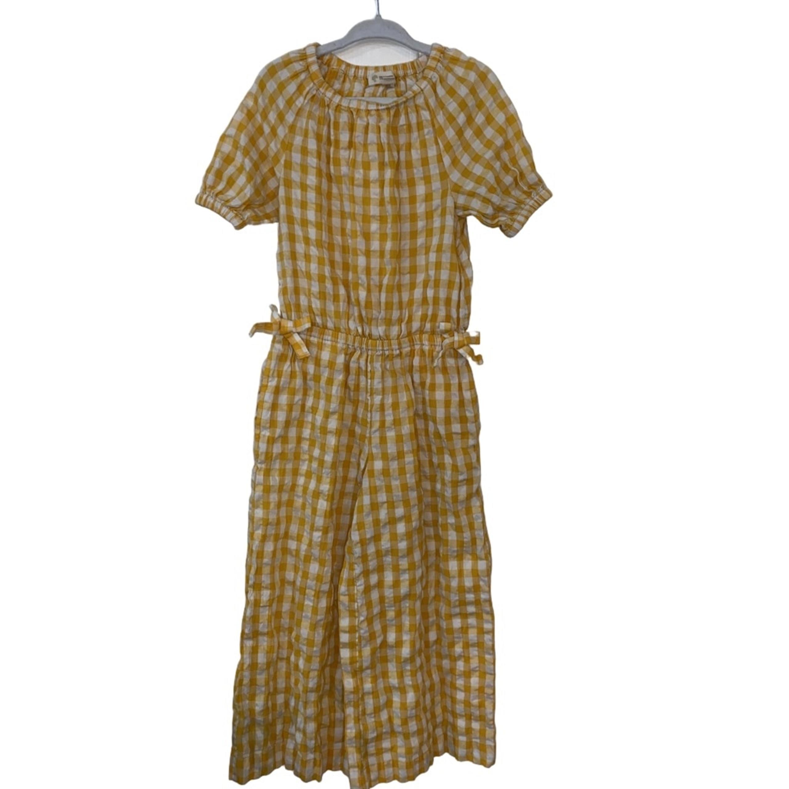 Girls Tucker + Tate Yellow and White Gingham Jumpsuit Size 4