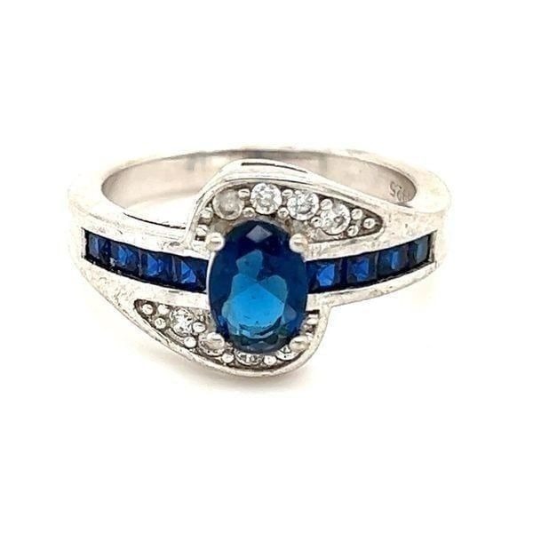 Sterling Silver Sapphire/Cz Ring
