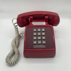 Rare Vintage Western Electric Red Push Button Desk Table Top Retro Telephone