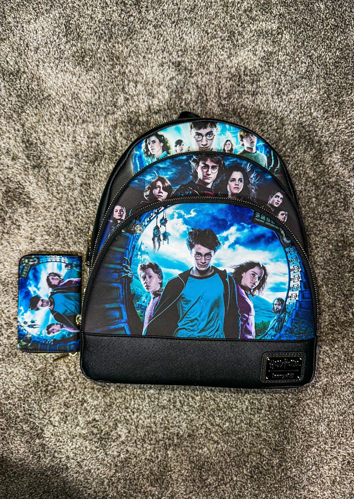 NEW! LOUNGEFLY Harry Potter Trilogy Triple Pocket Fully Lined Mini Backpack