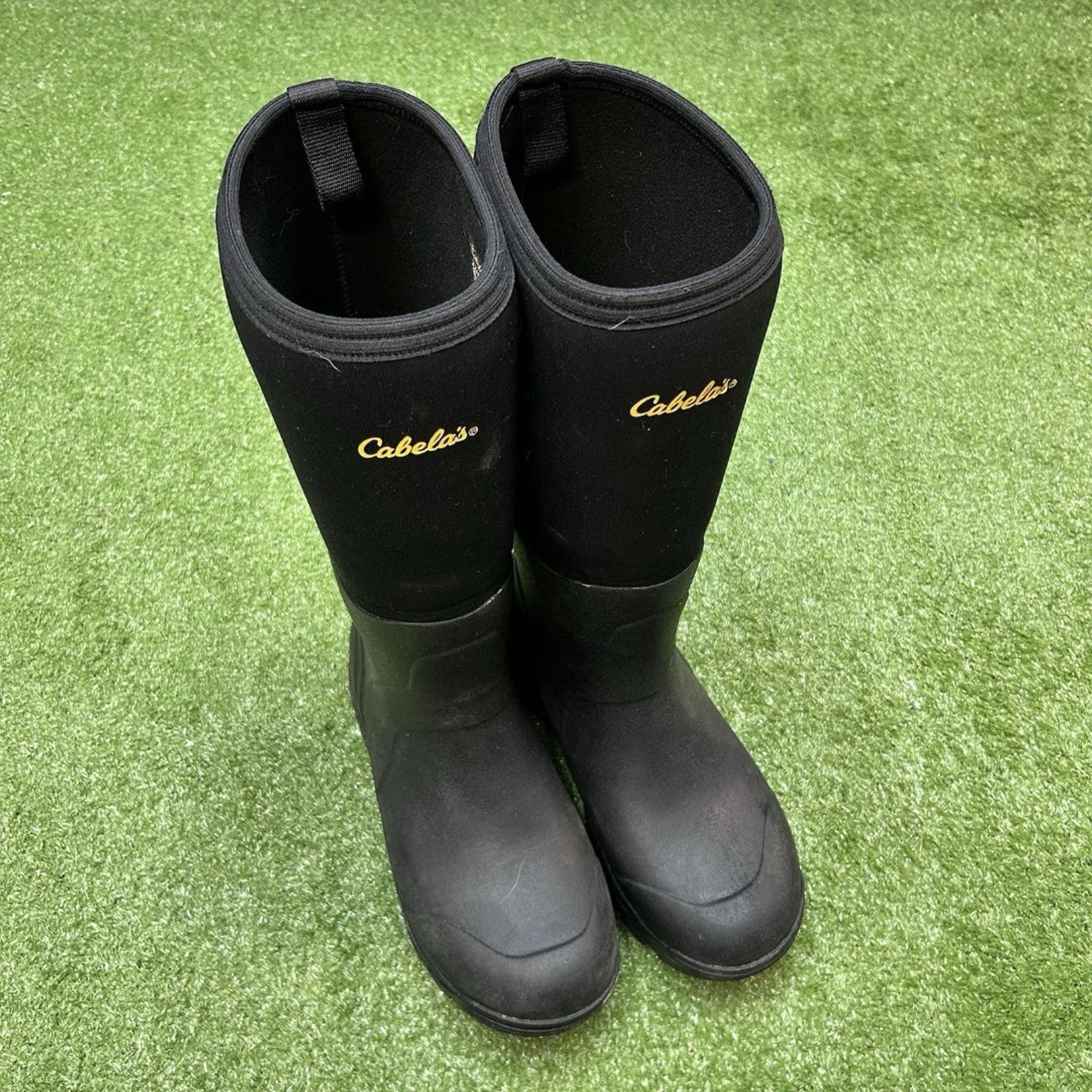 Cabela's Men's Outdoor Tall 5mm Rubber Boots Size 11m Black Flexible Uppers NWOT