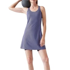 NWT Athleta Ultimate Ease Fit And Flare Blue Purple Printed Dress LARGE