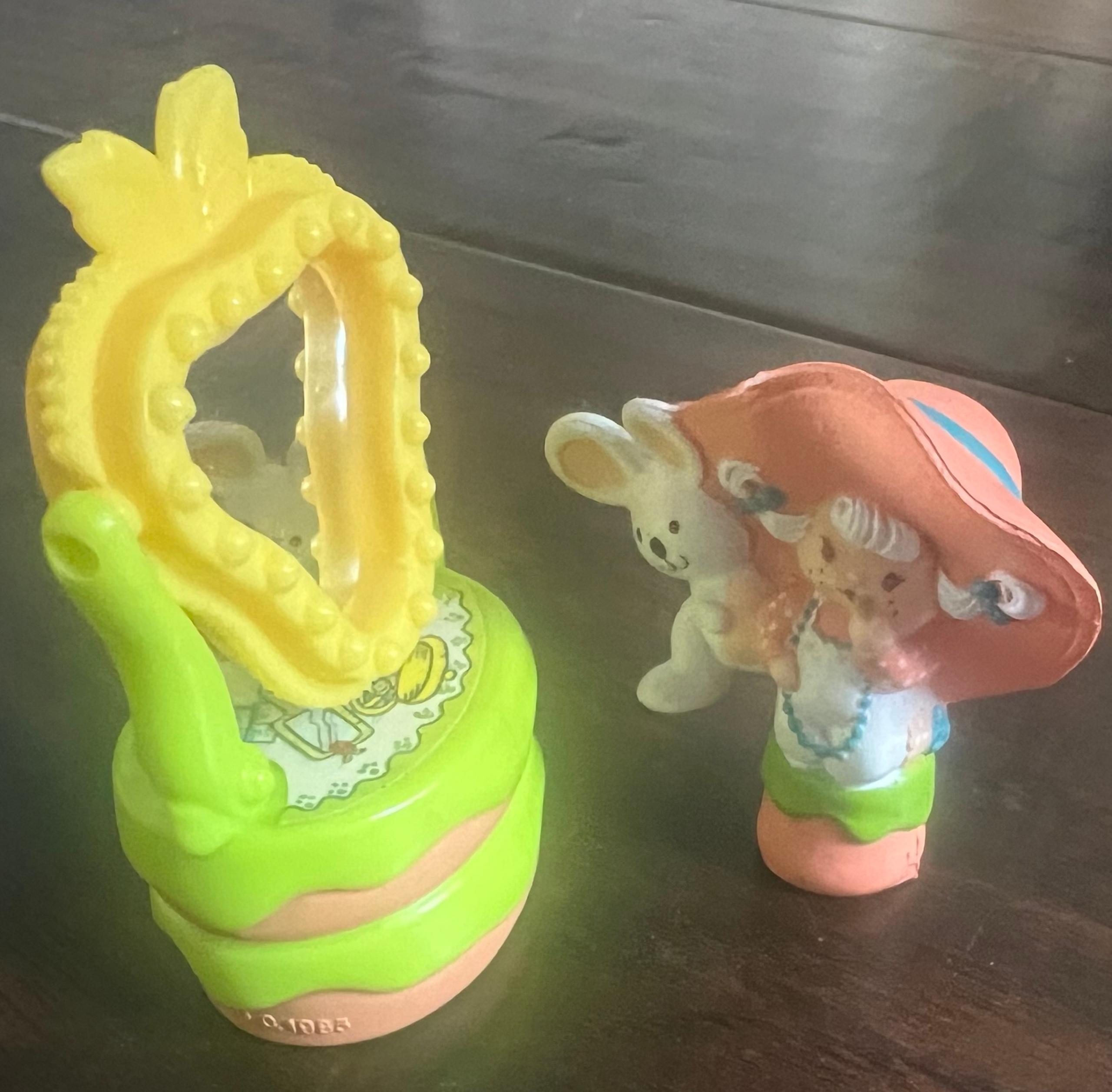 Vintage Apricot and Hopsalot Play at the Vanity Deluxe Miniature Figurine
