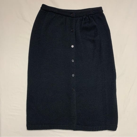 Vintage Black Knit Wool Skirt Women’s Medium Academia Librarian Pencil Straigh