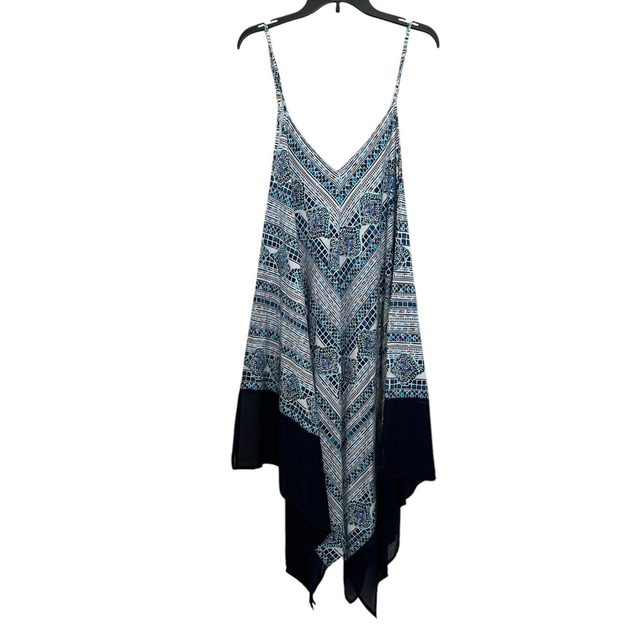 TOMMY BAHAMA Ikat Engineered Scarf Cover-up Dress In Blue Size S/M