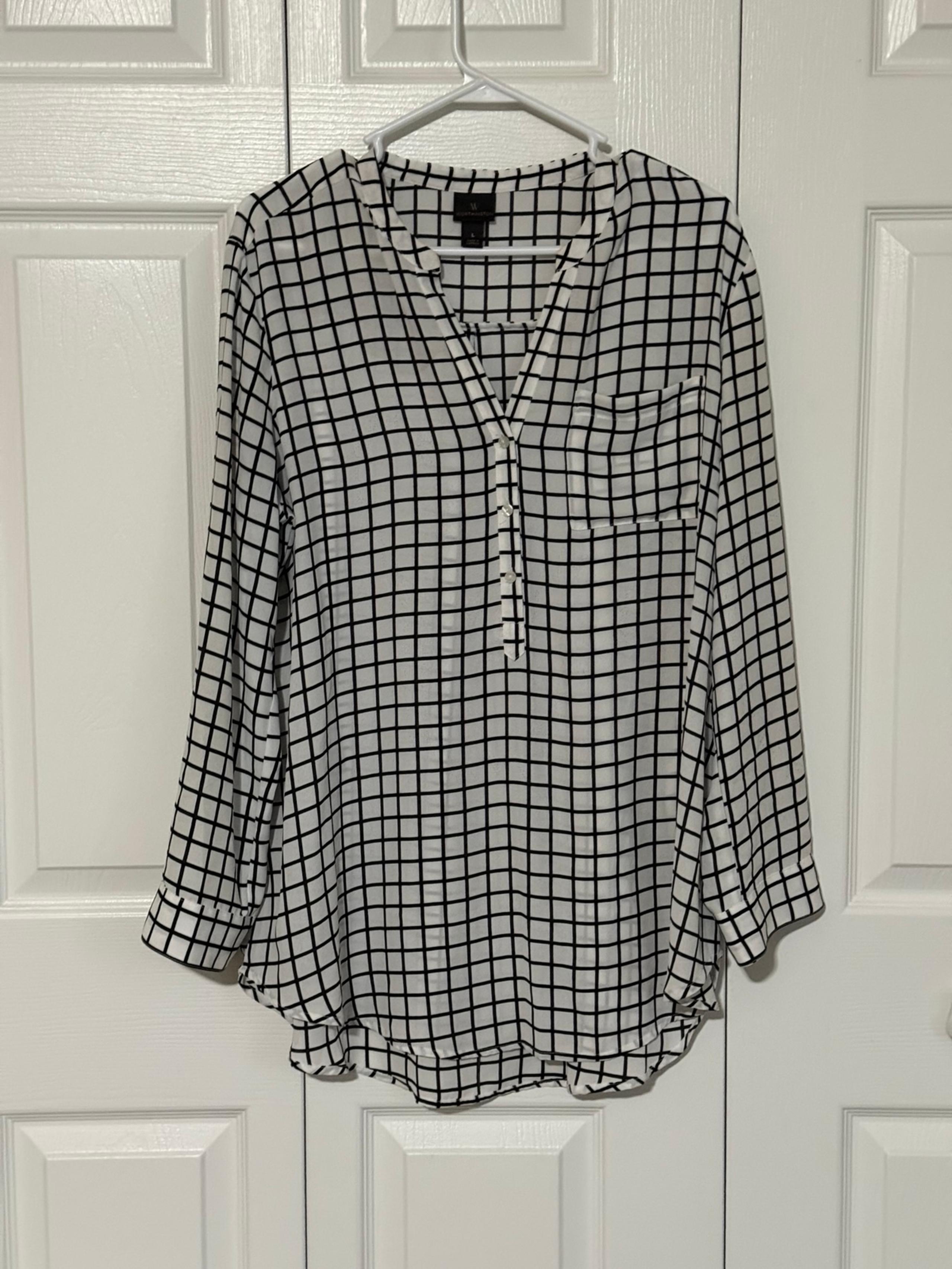 Women’s Worthington White and Black Blouse Sz L