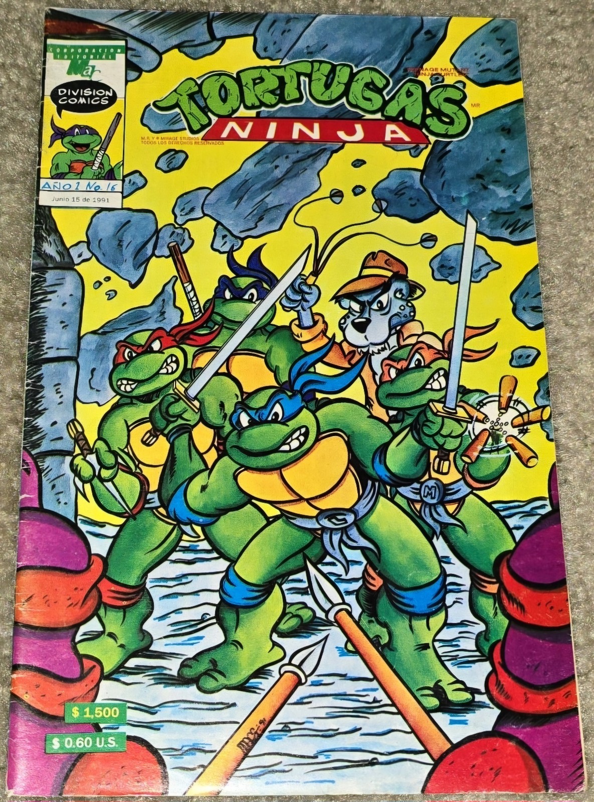 1 Rare VHTF TMNT Tortugas Ninja 16 MX Vintage Turtles 1991 Foreign Variant