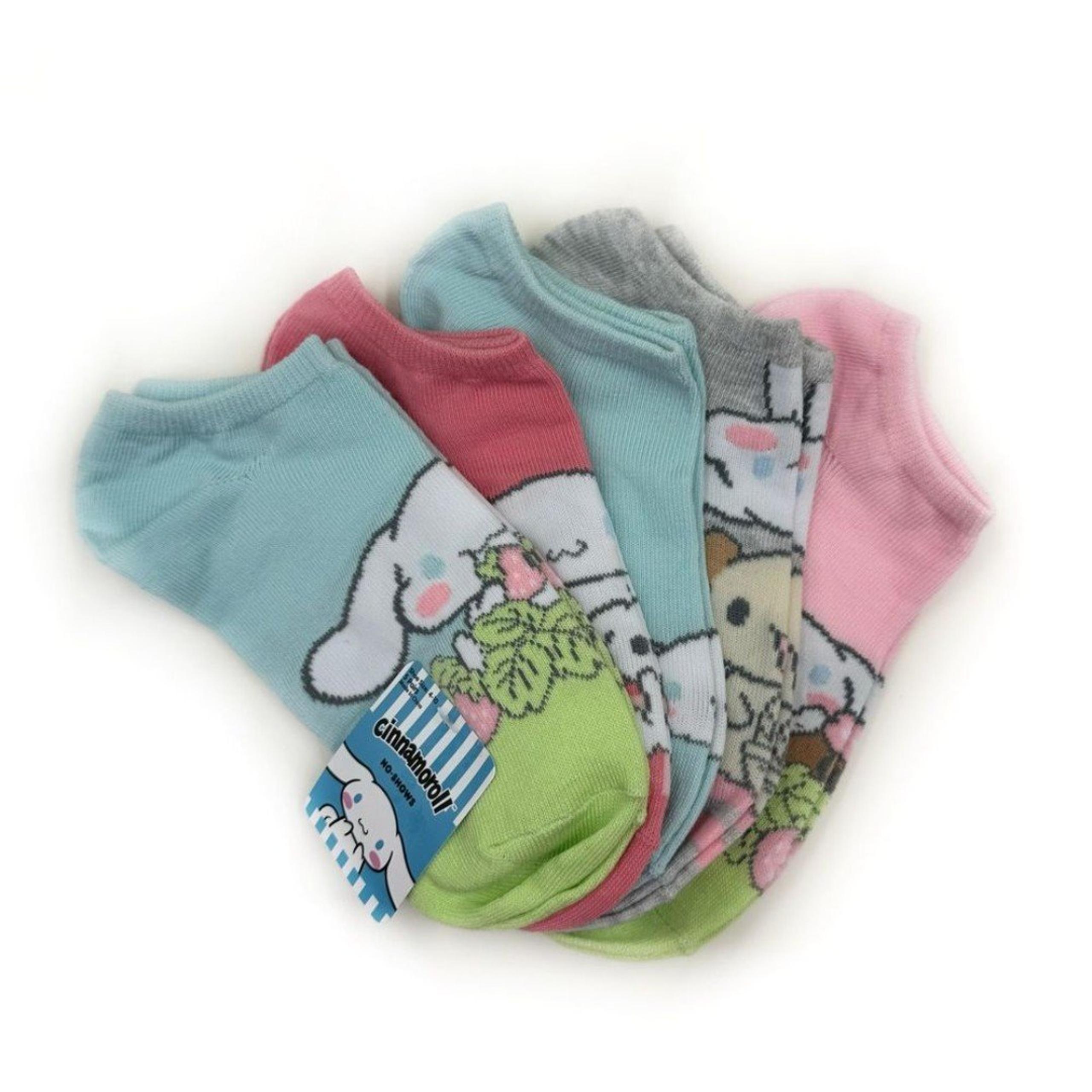 Sanrio Cinnamoroll Cartoon No Show Socks 5 Pairs Pastel Womens Fun Gift