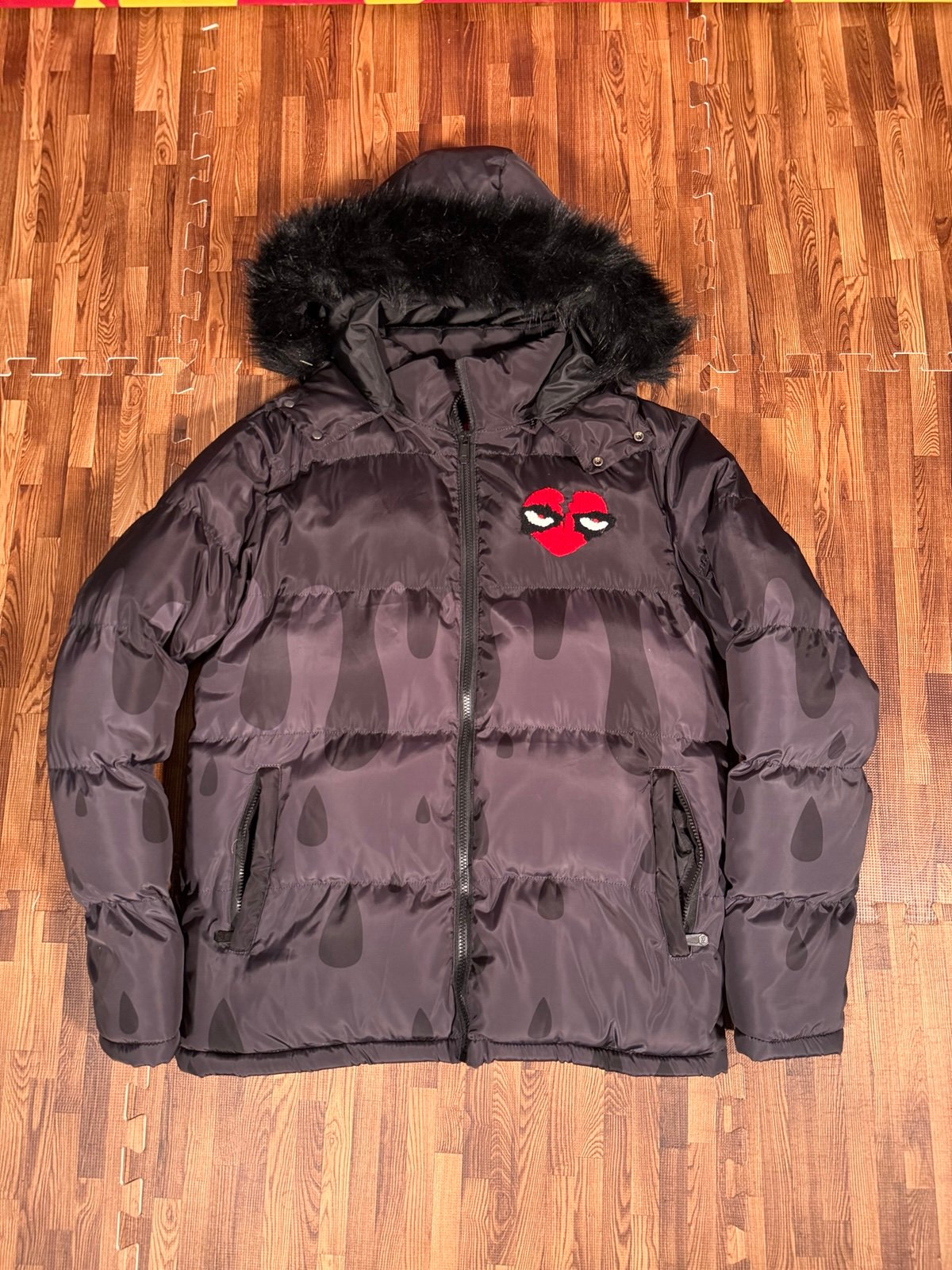 Reelistik NYC Black Camo Heartbreaker Embroidered Puffer Jacket Men’s Size XL