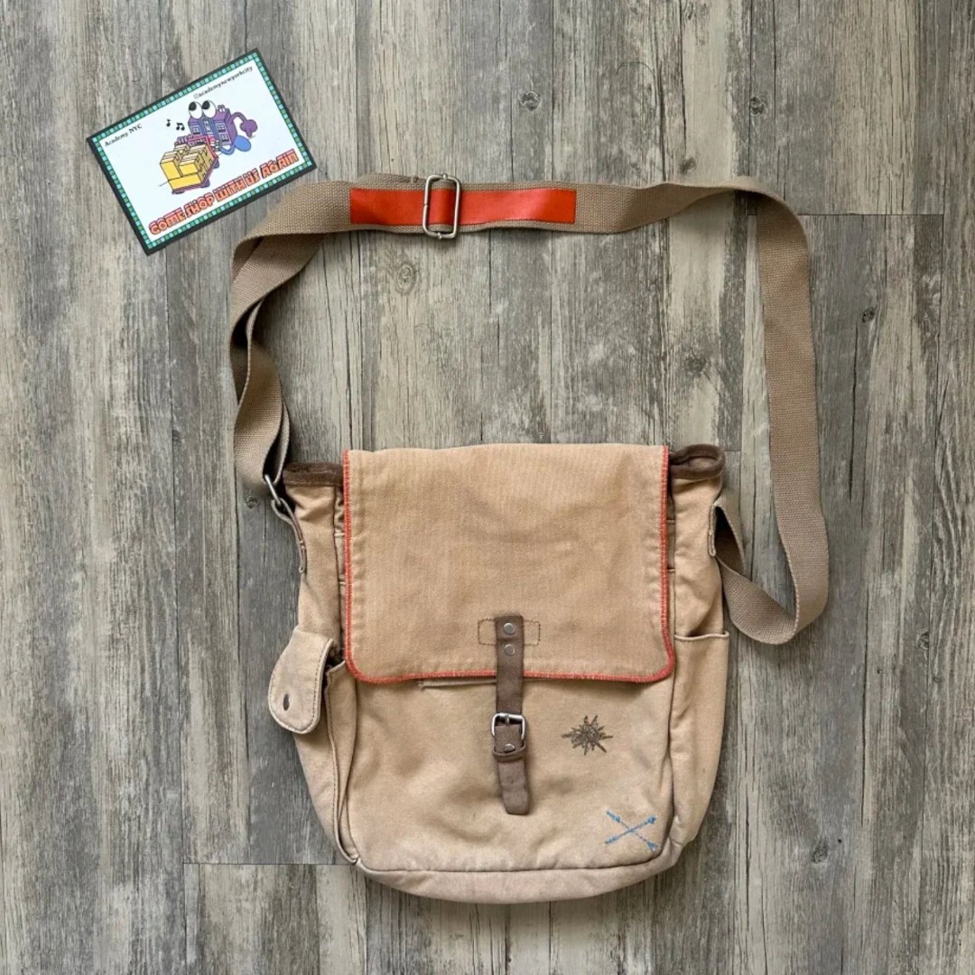 Vintage Gap Y2K Canvas Messenger Crossbody Surplus Bag Khaki Brown