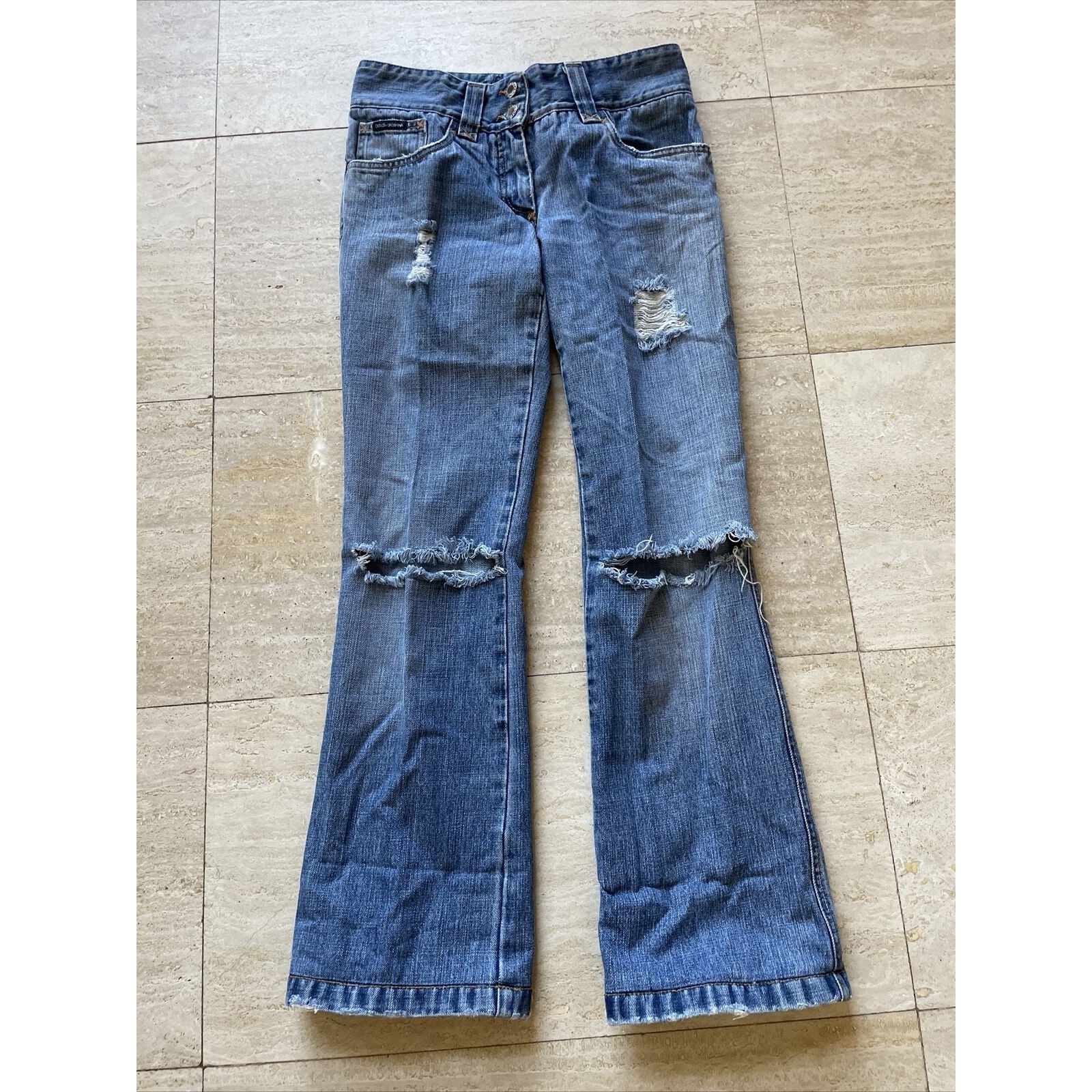 Dolce & Gabbana Vintage Womens Distressed Jeans Blue Size IT 38 Ripped