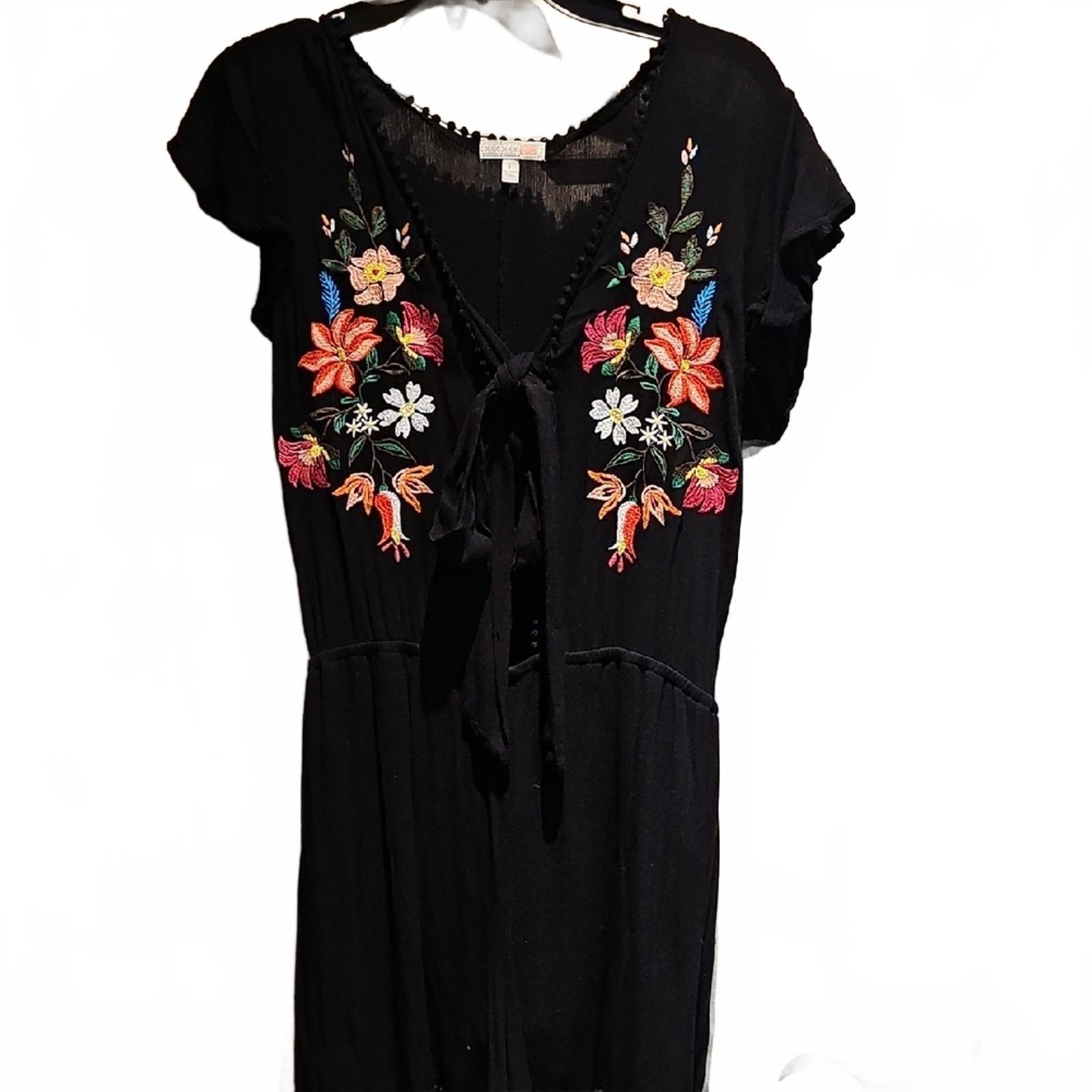 Gianni Bini Black and Orange Tie Front Romper Size L
