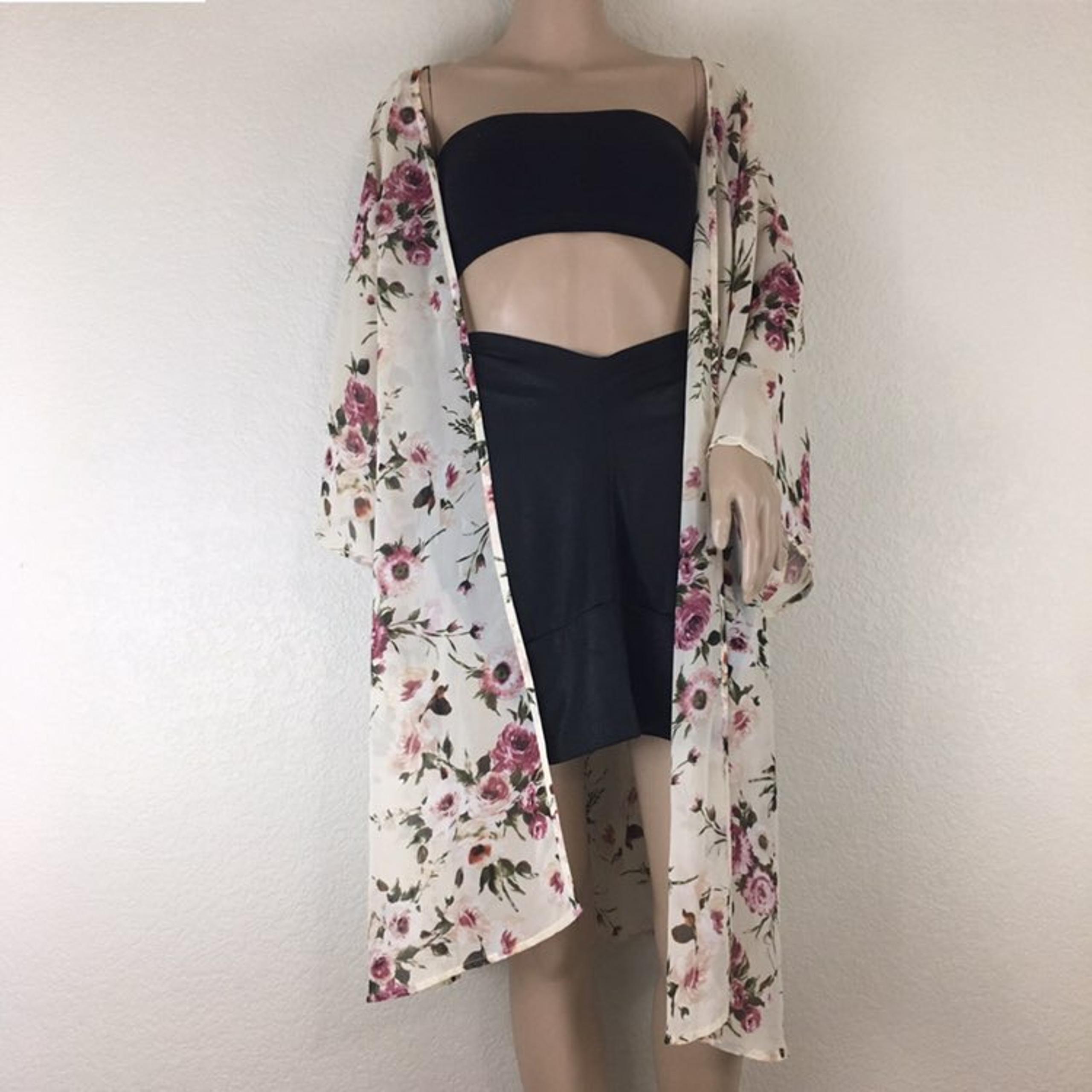 LA Hearts Floral Kimono Coverup