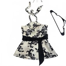 White House Black Market Silk Chic Black & White Floral Halter Top Size 4