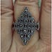 Size 10, 925 STERLING SILVER Large Marquise Shape Marcasite Ring