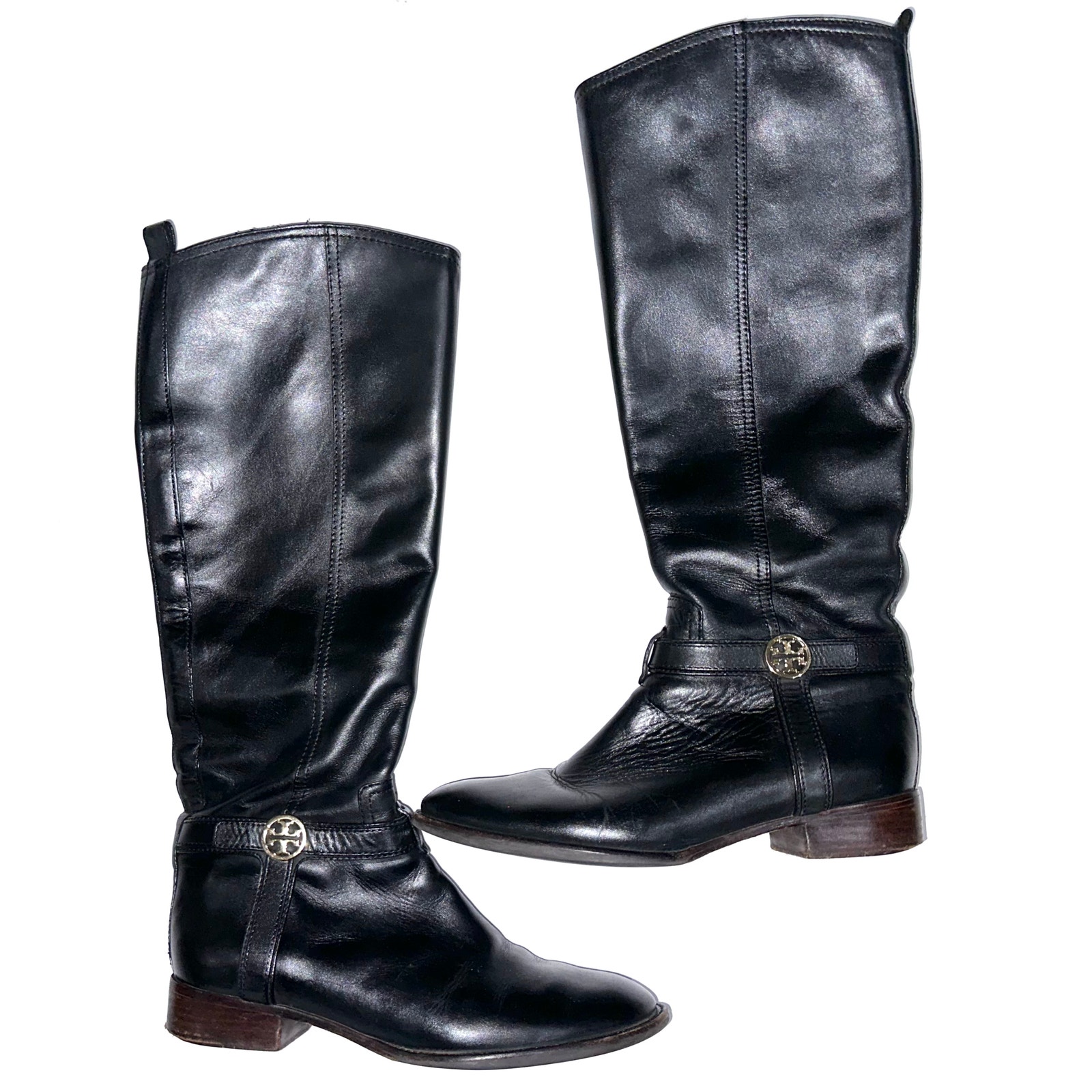 Tory Burch Bristol Black Genuine Leather Riding Boots Size 9.5 *Used Condition*