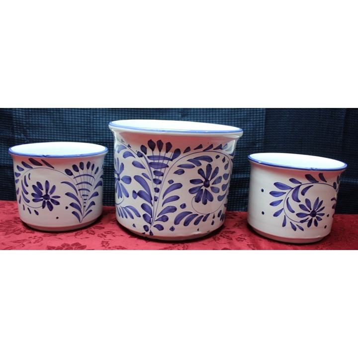 3 Blue & White Matching design Ceramic Flower Planter pots