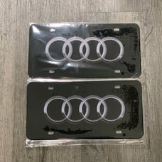Audi black Brand New Front Vanity Metal Plate Frame Holder (2 Pack)