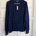 * NWT Lands End size large mens navy blue and white v-neck Supima cotton sweater