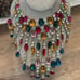Gorgeous huge jeweled rhinestone statement necklace colorful gold
