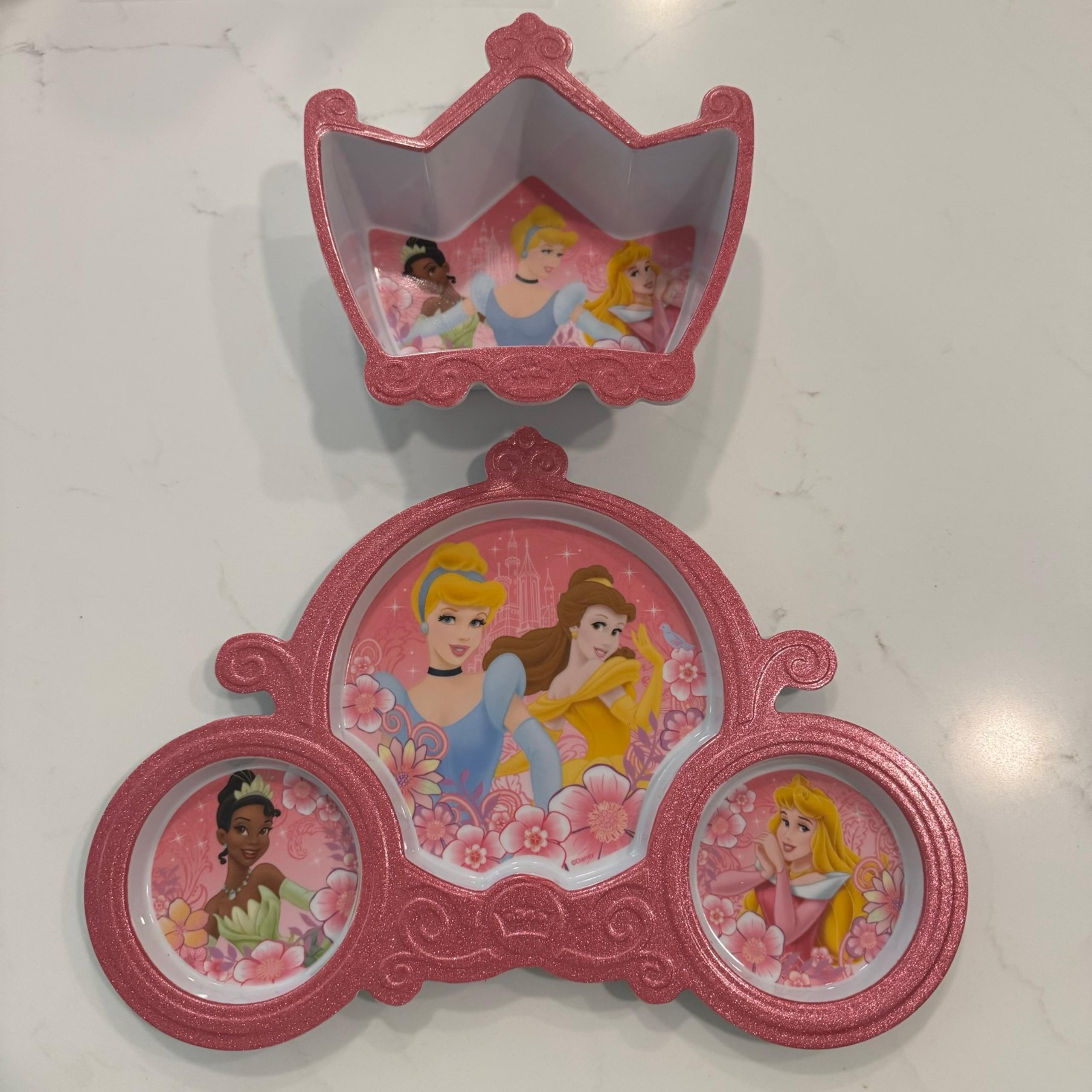 Disney Store Princess Kids Crown Bowl and Plate Set