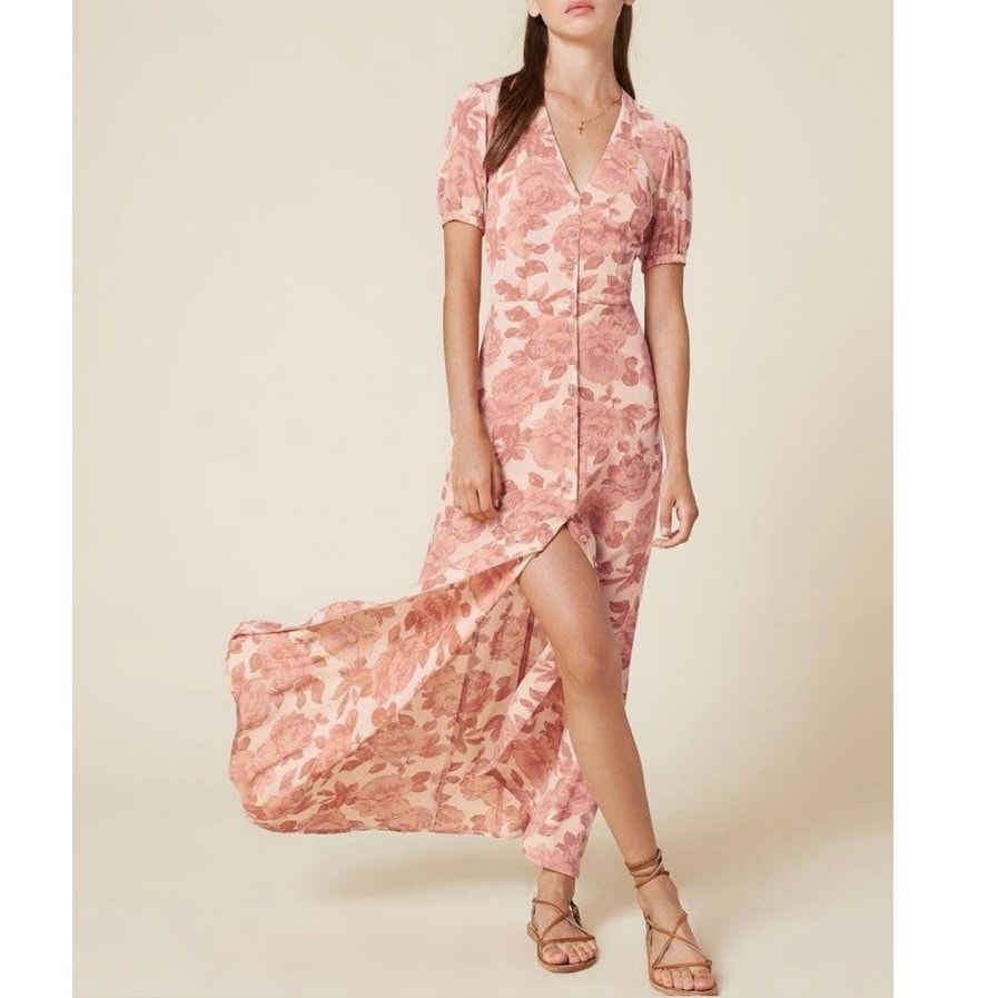 Reformation Loretta Blush Floral Maxi Dress size 4