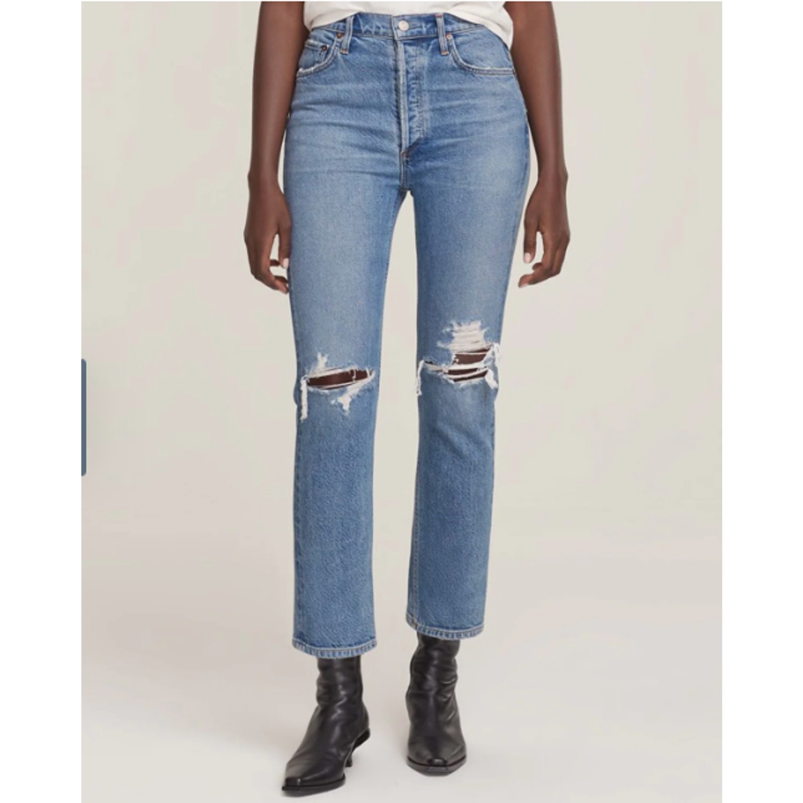 AGOLDE NWT Riley High Rise Straight Crop Denim Jean in Whiplash // 31