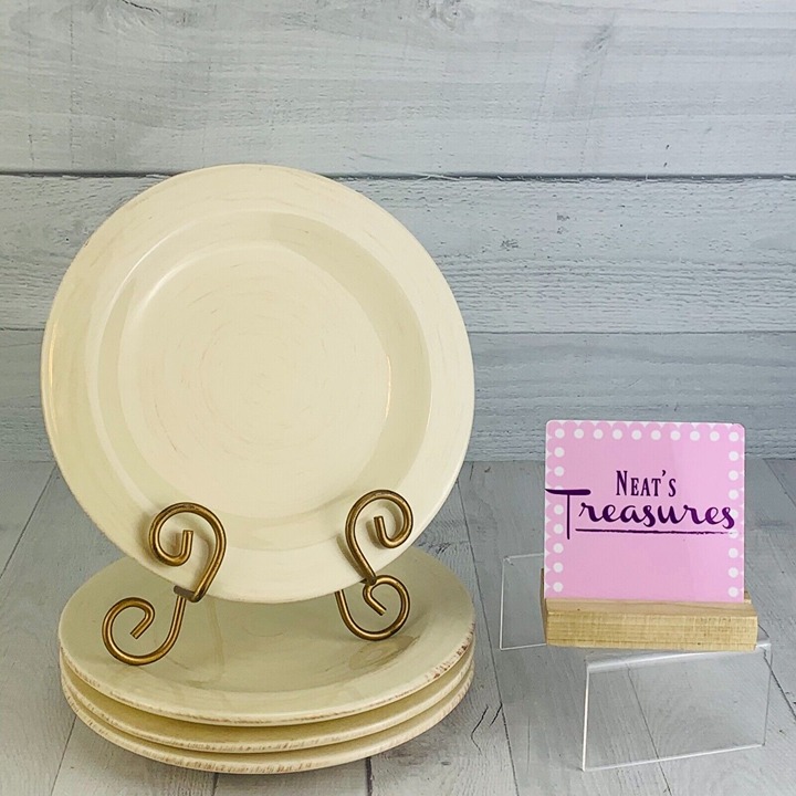 Capriware SAHARA CREAM Terra Cotta Rust Highlights Lunch Salad Plates Set of 4