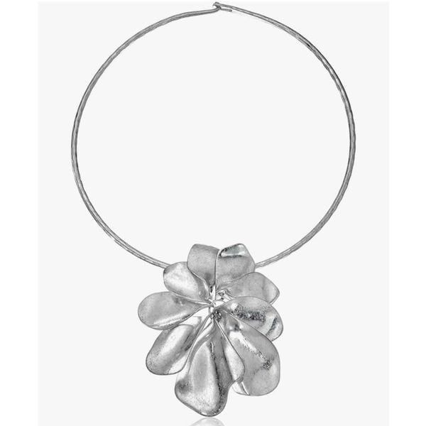 NWT Robert Lee Morris Silver Huge Flower Choker Polished Spectacular Necklace!