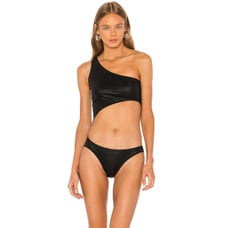 Norma Kamali | NWT Shane Black Metallic Foil One Piece Bathing Suit Bodysuit XS