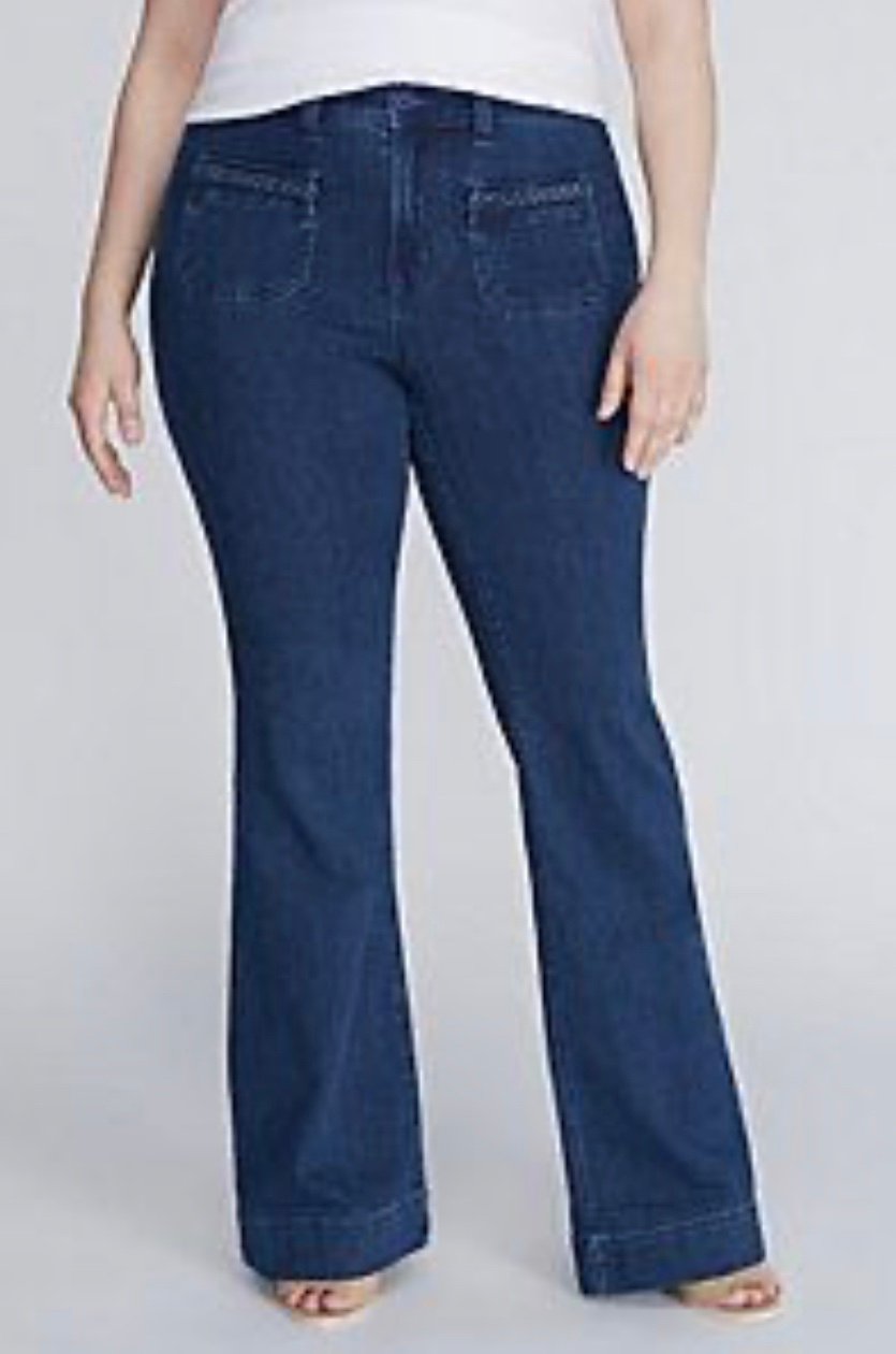 NWT, Flare jeans with braided pocket detail by Melissa Mcarthy 7 Jeans size 24w
