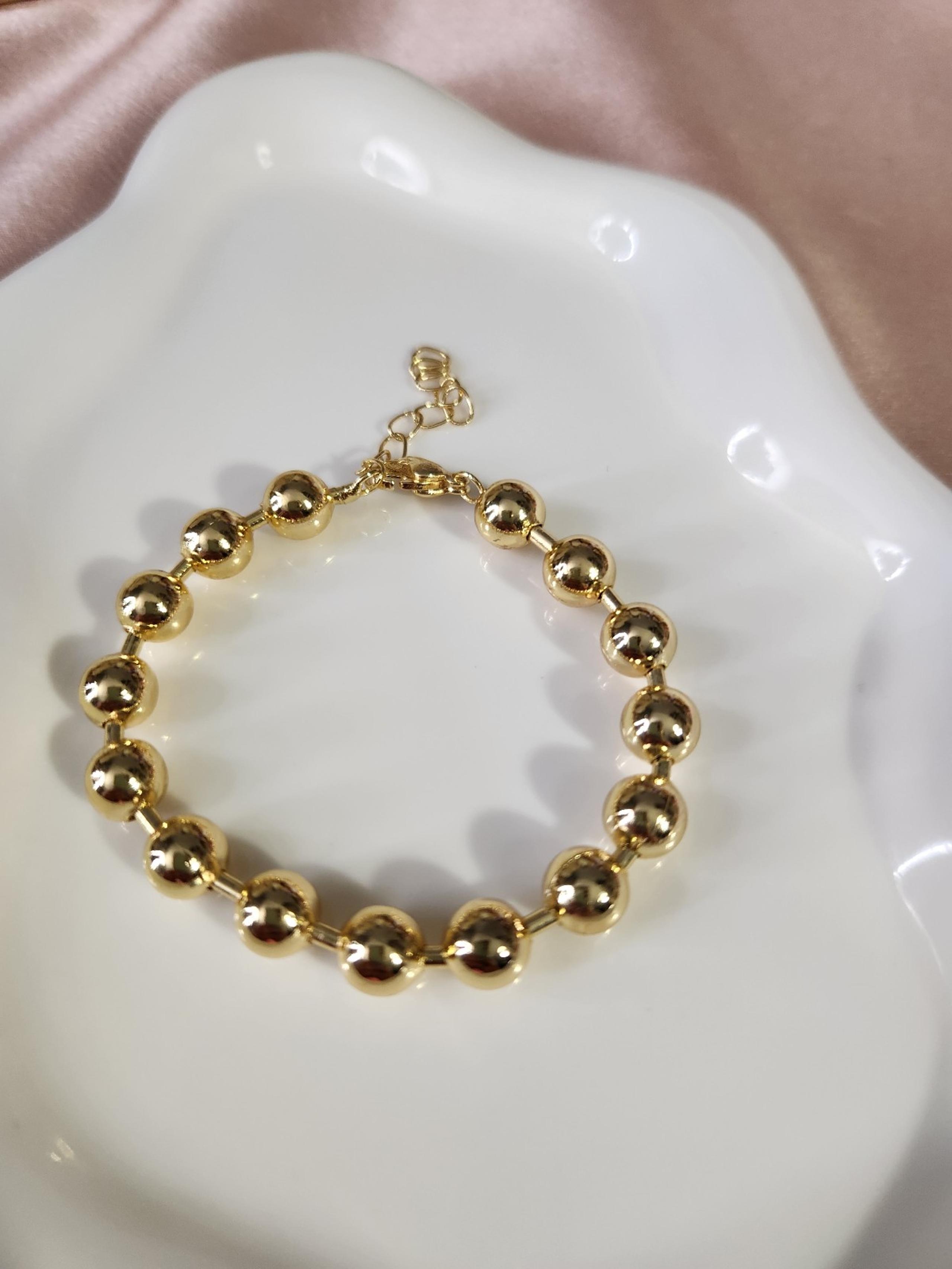 14k gold plated bead bracelet