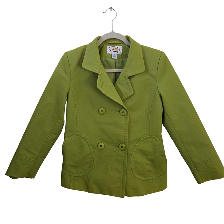 Talbots Vintage Double Breasted Spring Green Jacket Size PS